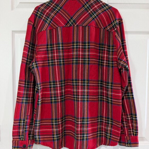 Forever 21 Men's Flannel Long Sleeve Button Down Shirt Jacket, Red Plaid, Large - Picture 9 of 14